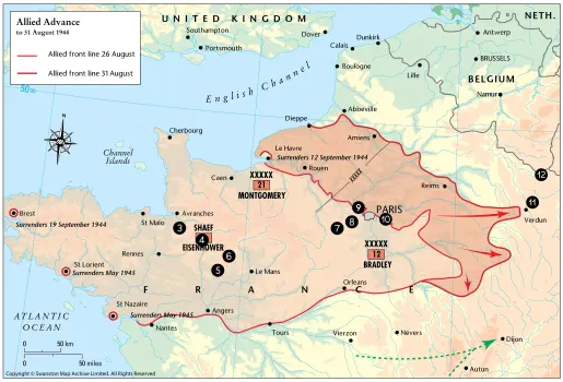 Allied advance in France August 1944
