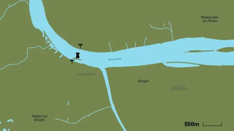 Map of Bingen and Mouse Tower