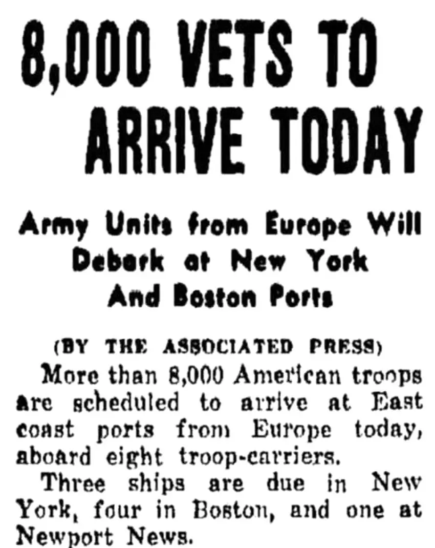 Newspaper headline September 1945